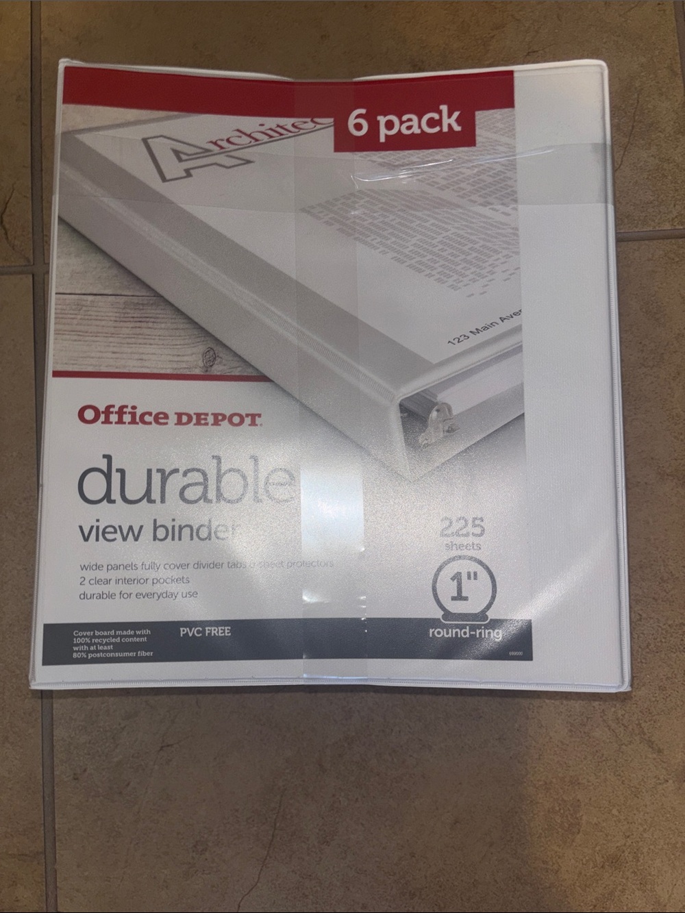 6 pack Durable View Binder, 1" Round-Ring (6 Pack)